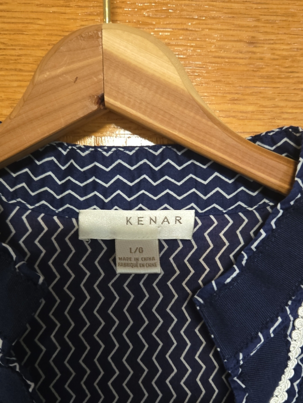 Kenar Navy and White Zigzag Long-Sleeve Tunic - Picture 2 of 5